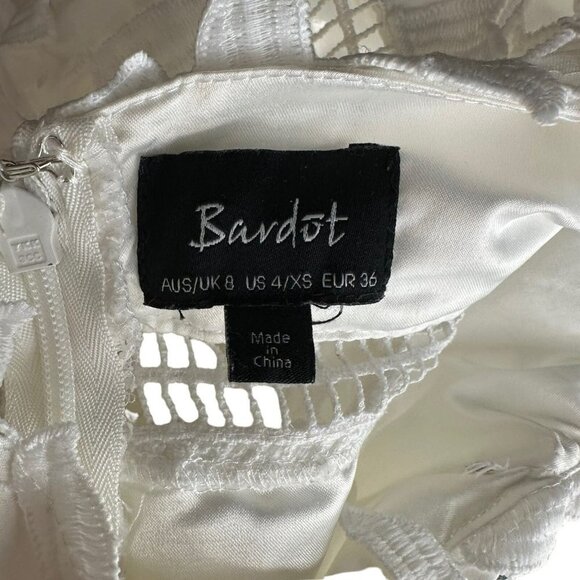 BARDOT Gemma White Lace Sleeveless Halter Midi Dress Size XS Bridal Wedding - Picture 8 of 8